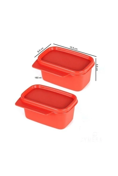 Kare Saklama Kabı 2x160 Ml Çok Amaçlı Saklama Turuncu - 2