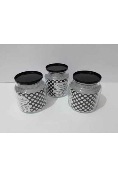 renkli çiçekler 3 Adet Siyah Renk Parlak Kapaklı Cam Kavanoz - Resim 3