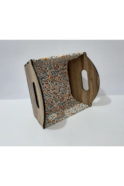 renkli çiçekler Ahşap Kare Ekmeklik - 7