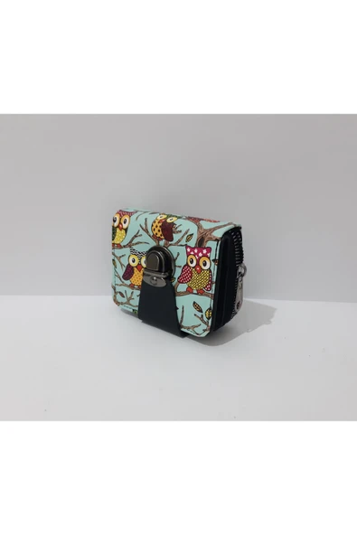 renkli çiçekler Cüzdan Baykuş Desenli Mini Cüzdan Kadın Cüzdanı 11x9 - Resim 7