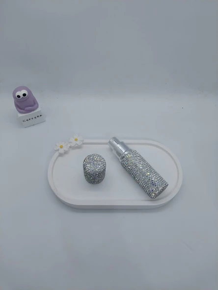 Parıldayan Elmas İşlemeli Mini Doldurulabilir Parfüm Şişesi 10 ML (Gümüş) - 4