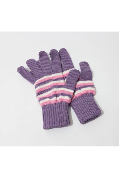 renkli çiçekler Kadın Eldiven Mor Beyaz Pembe Çizgili Kadın Eldiveni - 5