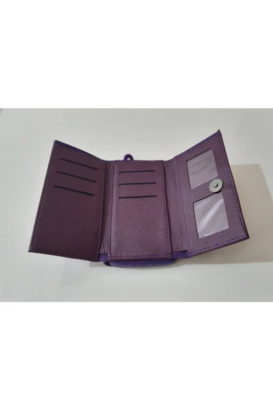 renkli çiçekler Kadın Cüzdan Kullanışlı Mor Renk Kadın Cüzdanı 17x10x4 Cm - Resim 5
