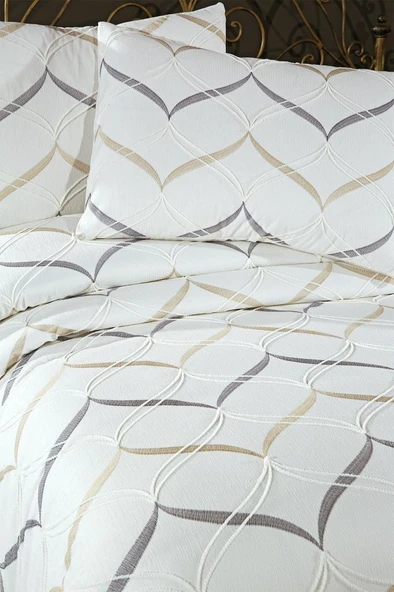 Yalina Nakışlı Şönil 3 Parça Çift Kişilik Yatak Örtüsü - Resim 5