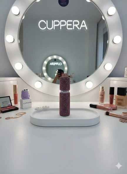 Parıldayan Elmas İşlemeli Mini Doldurulabilir Parfüm Şişesi 10 ML (Mor)