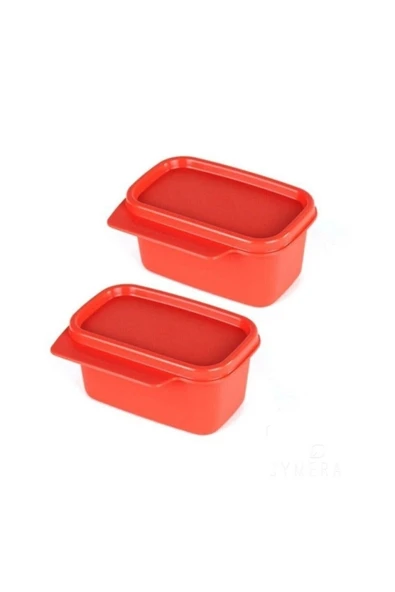 Kare Saklama Kabı 2x160 Ml Çok Amaçlı Saklama Turuncu