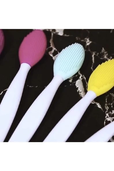 renkli çiçekler 2 Adet Dudak Fırçası Peeling Etkili Gözenek Siyah Nokta Temizleyici Fırça - Resim 7