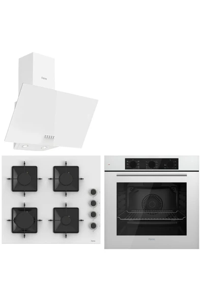 QBL62CB - SS206 -D087 60 Cm Beyaz Cam Turbolu Ankastre Set -Yeni 2025 ürün görseli 1