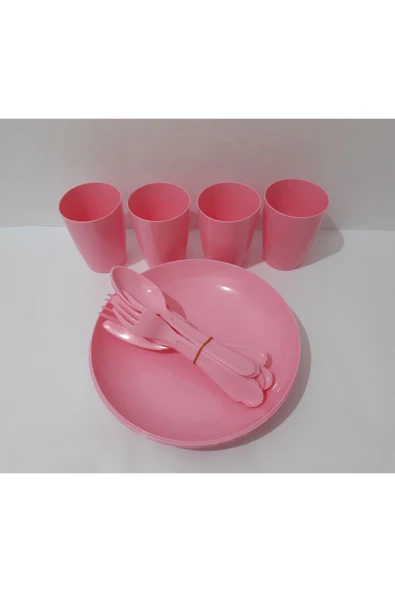 renkli çiçekler Piknik Seti 20 Parça Plastik Piknik Için Tabak Bardak Kaşık Çatal Bıçak Set