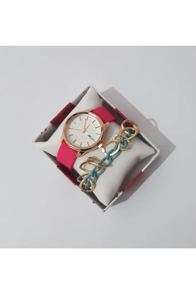 renkli çiçekler Kadın Kol Saati Metal Bileklik Ve Saat - 3