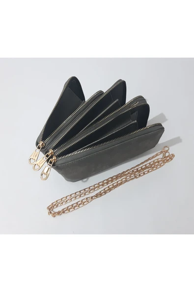 renkli çiçekler Kadın Cüzdan 3 Bölmeli Telefon Çanta Cüzdan Kadın Cüzdanı 20x12x5 Cm - Resim 2