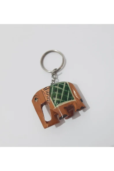 renkli çiçekler Fil Figürlü Ahşap Anahtarlık - Resim 5