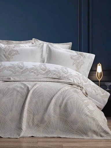 Bella Home Firdevs 7 Parça Yatak Örtüsü Seti Cappuccino