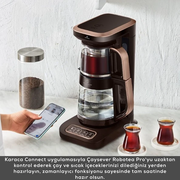 Karaca Çaysever Robotea Pro Connect 4 in 1 Konuşan Cam Çay Makinesi Walnut Brown - 3