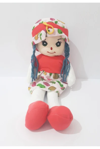 renkli çiçekler Bez Bebek 50 CM Kırmızı Elbiseli Saçlı Oyuncak Bez Bebek