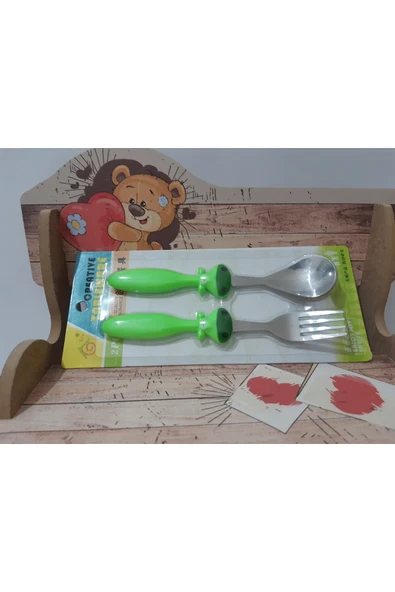 renkli çiçekler Sevimli Karikatür Desenli Bebek Çocuk Için Kaşık Çatal - Resim 3