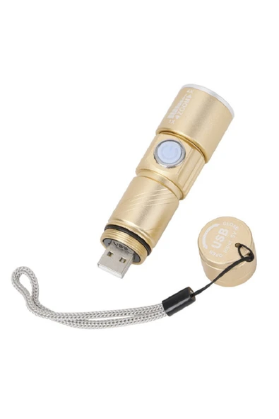 renkli çiçekler Süper Parlak Mini Usb Led El Feneri Şarj Edilebilir Su Geçirmez Zumlanabilir Kullanışlı Fener ürün görseli 1