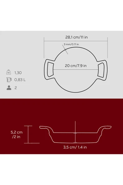 Lava Döküm Yuvarlak Sahan Döküm Demir Yekpare Çift Kulplu Çap20cm. - Resim 5