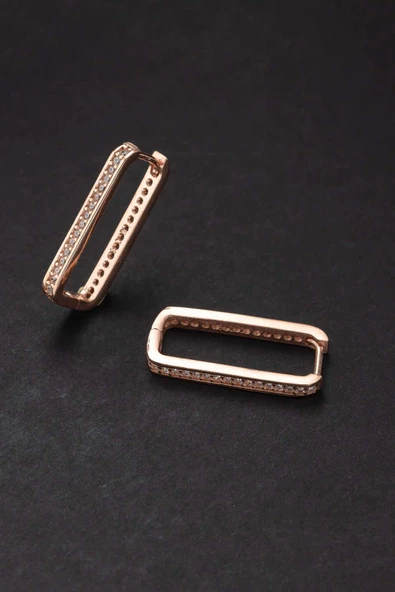 Gümüş Pazarım Dikdörtgen Tek Sıra Tamtur Gümüş Küpe - Resim 4