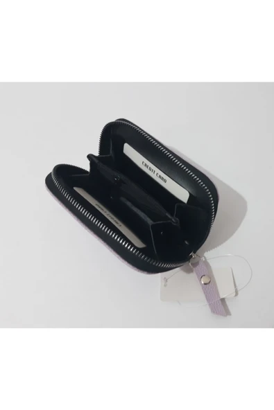 renkli çiçekler Kadın Cüzdan Kullanışlı Mor Renk Mini Kadın Cüzdanı 13x8 Cm - Resim 3
