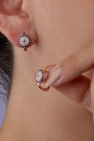 Gümüş Pazarım Nazar Boncuklu J Gümüş Küpe