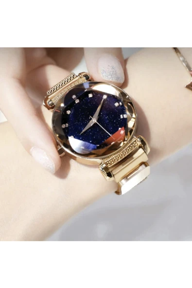 renkli çiçekler Lüks Kadın Saat Moda Zarif Mıknatıs Toka Kadın Kol Saati Yıldızlı Gökyüzü Kuvars Saat - 5
