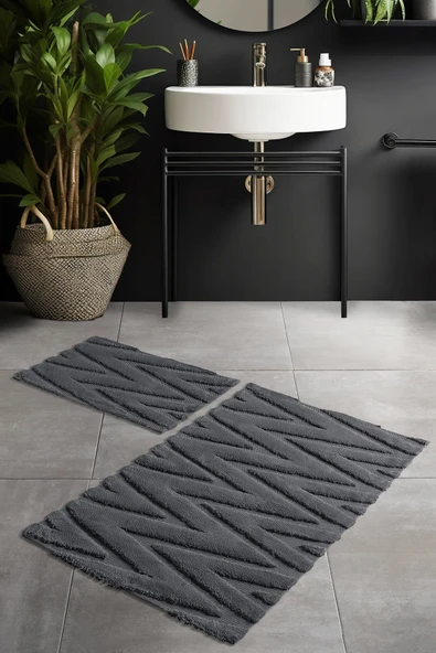 Pierre Cardin Pamuk Banyo Paspas Seti Sharp Antrasit