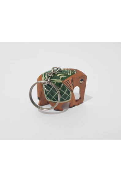 renkli çiçekler Fil Figürlü Ahşap Anahtarlık - Resim 7