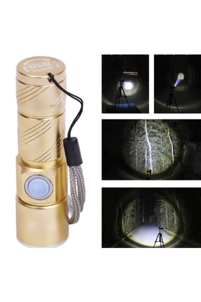 renkli çiçekler Süper Parlak Mini Usb Led El Feneri Şarj Edilebilir Su Geçirmez Zumlanabilir Kullanışlı Fener - Resim 4