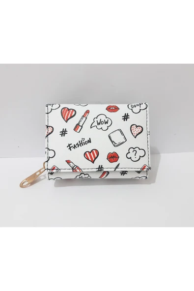 renkli çiçekler Çocuk Cüzdan 11x8x4 CM Beyaz Karışık Desenli Çocuk Cüzdanı - 2