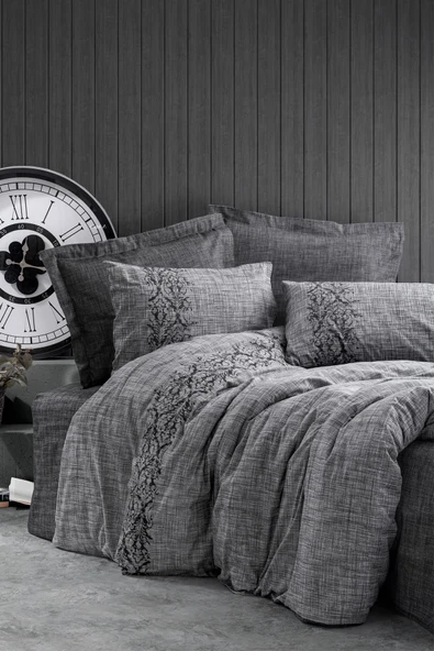 Cotton Box Plain Tek Kişilik Nevresim Takımı Sooty Gri