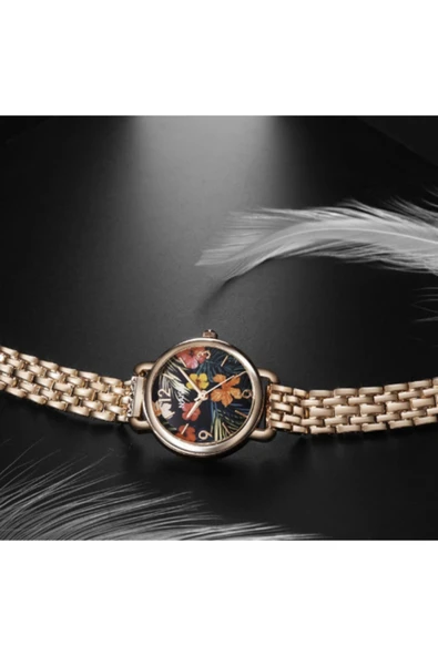 renkli çiçekler Kadın Saat Çiçek Baskılı Moda Kadın Kol Saati - 2