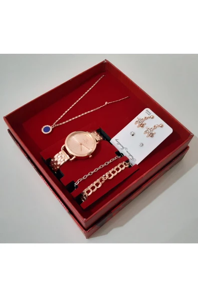 renkli çiçekler Kadın Saat Kadın Kol Saati Kolye Küpe Takı Set - 4