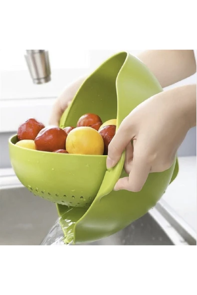 renkli çiçekler Çok Amaçlı Dönebilir Pratik Hazneli Mutfak Süzgeci - Resim 3