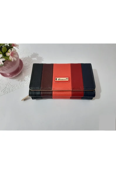 LİONER Kadın Cüzdan Şerit Desenli Kullanışlı Cüzdan Kadın Cüzdanı 17x10x4.5 Cm - Resim 8