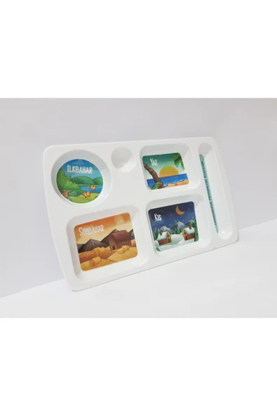 renkli çiçekler Çocuk İçin Desenli Melamin Tabildot Tabak Kahvaltı ve Yemek Tabağı Çocuklar için Yemek Tepsisi ürün görseli 1