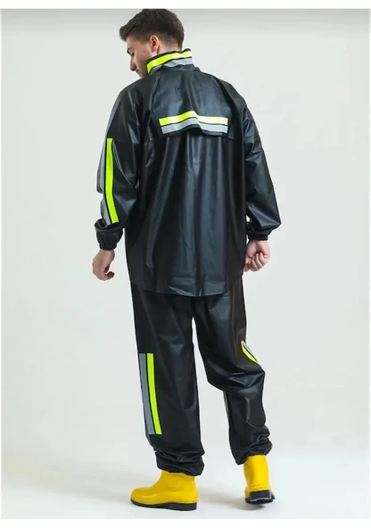 Motofit Reflektörlü Su Geçirmez Motorcu Kurye Yağmurluk Pvc Kumaş - Resim 2