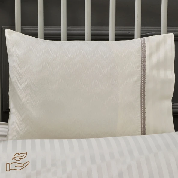 LaFiny- Elegant Zigzag Bebek Bambu Nevresim Takımı; ''nevresim, Çarşaf ve Yastık Kılıfı'' Taş - 5