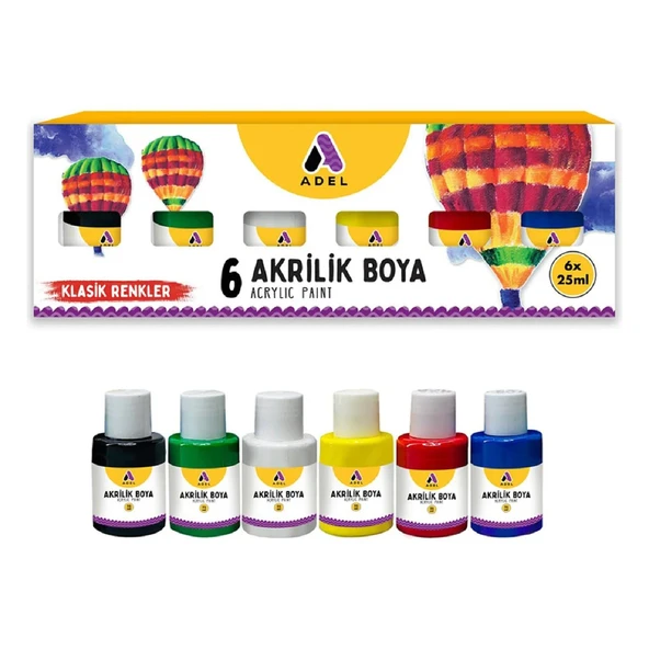 Adel Akrilik Boya 6x25 ml Metalik Renkler (15191) ürün görseli