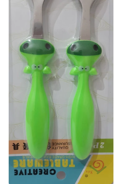 renkli çiçekler Sevimli Karikatür Desenli Bebek Çocuk Için Kaşık Çatal - Resim 4