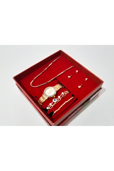 renkli çiçekler Kadın Saat Kadın Kol Saati Küpe Kolye Bileklik Takı Set - 3