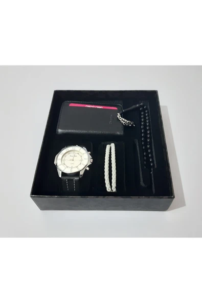 renkli çiçekler Erkek Saat Erkek Kol Saati Cüzdan Tesbih Bileklik Set - 2