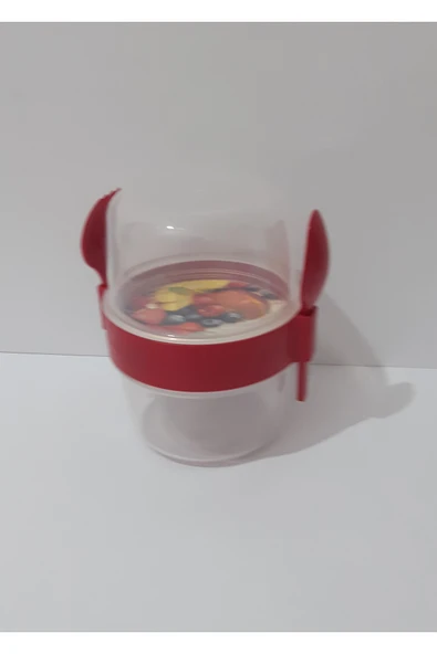 renkli çiçekler Yoğurt Meyve Salata Kabı Çocuklar Için Kaşıklı Kap - Resim 3
