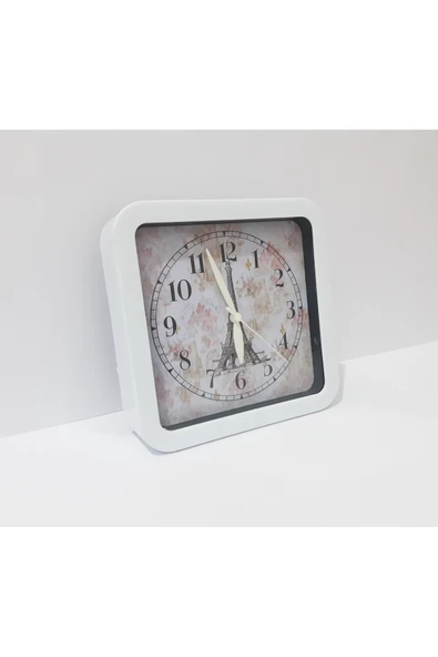 renkli çiçekler Masa Saat 15x15x4 CM Desenli Kare Masa Saati ürün görseli 1