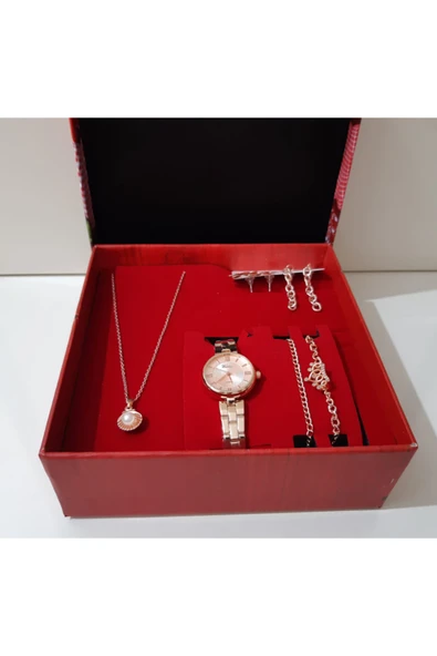 renkli çiçekler Kadın Saat Kadın Kol Saati Kolye Küpe Takı Set - 2