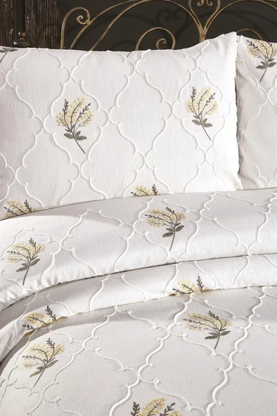 Bukata Nakışlı Şönil 3 Parça Çift Kişilik Yatak Örtüsü - Resim 4