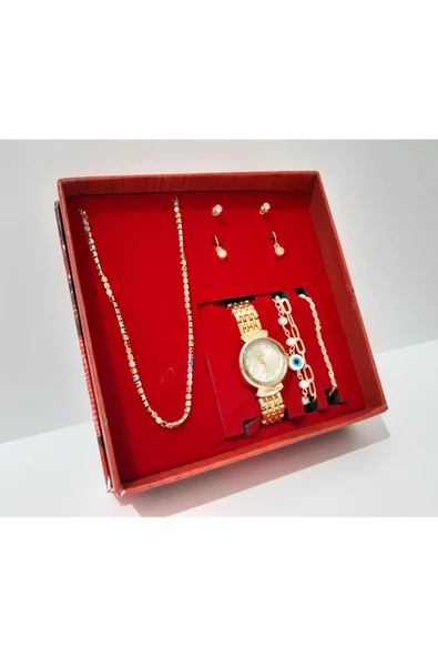 renkli çiçekler Kadın Saat Kadın Kol Saati Küpe Kolye Bileklik Takı Set - 2