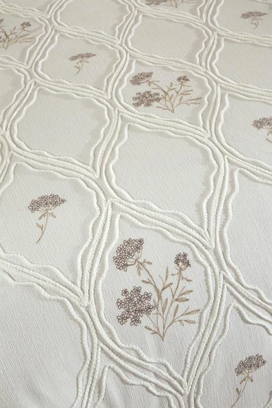 Abuda Nakışlı Şönil 2 Parça Tek Kişilik Yatak Örtüsü - Resim 4