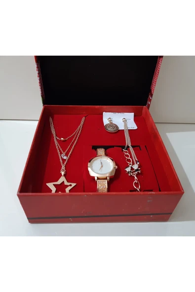 renkli çiçekler Kadın Saat Kadın Kol Saati Kolye Küpe Takı Set - 2