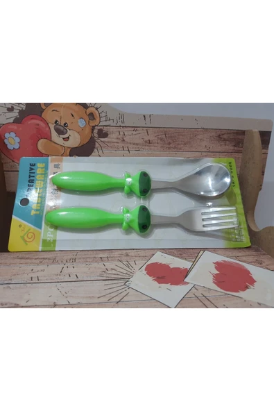 renkli çiçekler Sevimli Karikatür Desenli Bebek Çocuk Için Kaşık Çatal - Resim 5